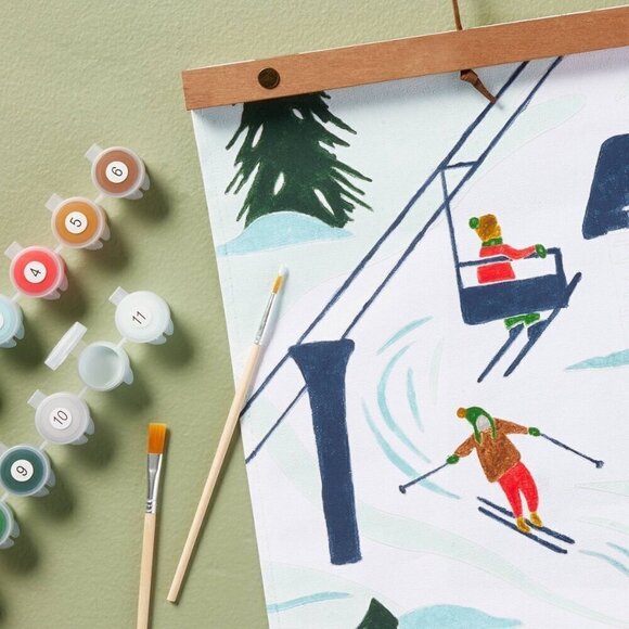 Hearth & Hand Magnolia Ski Scene Paint by Numbers Canvas Art Kit -Christmas 2023 - Picture 3 of 5